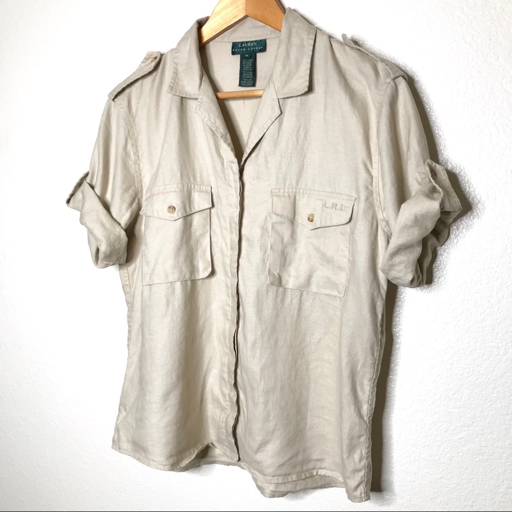 Lauren Ralph Lauren 100% Linen Button Front Shirt - Picture 3 of 8